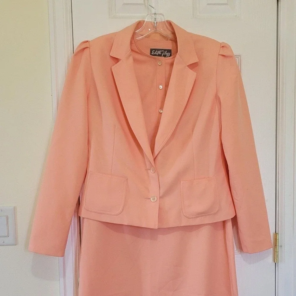 Vintage Edith Flagg California Peach‎ Dress Jacket Set Belt Size 10 AS IS